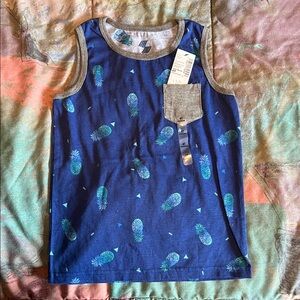 The Children's Place Blue Pineapple Tank Top with Gray Trim